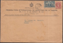 VI-80 (LG124) CUBA 1924. SOBRE ESPECIAL DE LA PRIMERA FERIA INTERNACIONAL DE MUESTRAS. VIÑETA USADA. - Covers & Documents