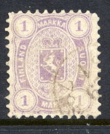 FINLAND 1875  1 Mk. Pale Mauve, Perforated  11 Used. Michel 19Ay - Gebruikt