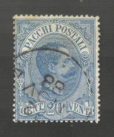 UMBERTO I° 1878-1900 PACCHI POSTALI SASSONE 2 20 CENT AZZURRO USATO  Cod.fra.675 - Colis-postaux