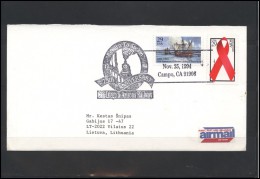 USA 108 Cover Air Mail Postal History Columbus Ship Railway AIDS Prevention - Marcophilie