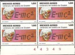 1979 México Centenario Del Natalicio EINSTEIN Block 4 Sellos Aéreos EINSTEIN AND HIS EQUATION - Albert Einstein