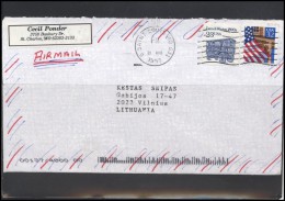 USA 143 Cover Air Mail Postal History Old Cars Flag - Marcophilie