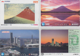 LOT De 4 Cartes Prépayées Japon - Volcan MONT FUJI - Mountain Vulcan Japan Prepaid Cards - Berg Karten - 261 - Vulcani