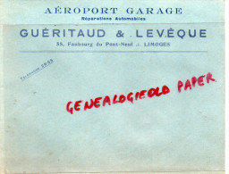 87 - LIMOGES - AEROPORT GARAGE- R. GUERITAUD LEVEQUE -58 FG PONT NEUF- AUTO  AUTOMOBILE- ENVELOPPE COMMERCIALE- - Auto's