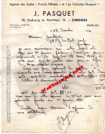 87 -LIMOGES -FACTURE  J. PASQUET- 58 FG PONT NEUF-AGENCE DES CYCLES " FRANCIS PELISSIER " FRANCAISE DIAMANT- VELO- 1934 - Otros & Sin Clasificación