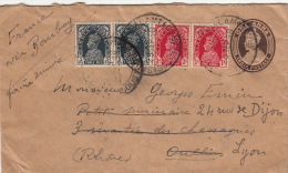 Lettre Inde Entier + Complément Pour La France 1938 Via Bombay - Covers