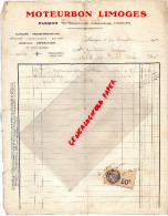 87 - LIMOGES - FACTURE MOTEURBON - PASQUET 14 CHEMIN HERMITAGE-58 FG PONT NEUF-1931 GARAGE AUTOMOBILE - Automobilismo