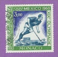 MONACO TIMBRE POSTE AERIENNE N° 92 OBLITERE JEUX OLYMPIQUES DE MEXICO SPORT LE HOCKEY - Poste Aérienne