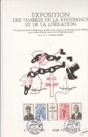 VENISSIEUX - ENCART AVEC BANDE TIMBRES DE GAULE ET CACHET COMMEMORATIF RESISTANCE- LIBERATION-8-9 MAI 1982 - Documentos Del Correo