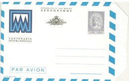 AEROGRAMMA - 1982 - REPUBBLICA DI SAN MARINO - CENTEARIO INTERI POSTALI -  PAR AVION - - Storia Postale