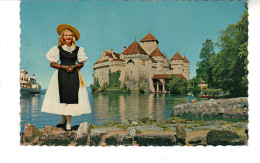 CPSM  - Château De Chillon Et Belle Vaudoise En Costume . - Le Vaud