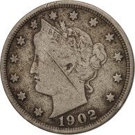 Monnaie, États-Unis, Liberty Nickel, 5 Cents, 1902, U.S. Mint, Philadelphie - 1883-1913: Liberty