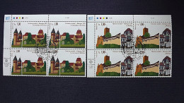 UNO-Genf 644/5 Oo/ESST, Eckrandviererblock ´A´, UNESCO-Welterbe: Deutschland, Wartburg, Insel Reichenau - Usati