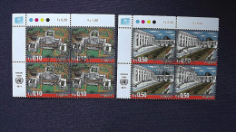 UNO-Genf 741/2 Oo/ESST, Eckrandviererblock ´A´, Palais Des Nations In Genf; Zeichnungen Von Scott Solberg - Used Stamps