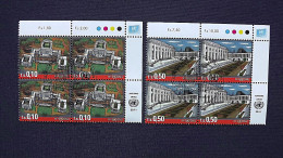 UNO-Genf 741/2 Oo/ESST, Eckrandviererblock ´B´, Palais Des Nations In Genf; Zeichnungen Von Scott Solberg - Used Stamps