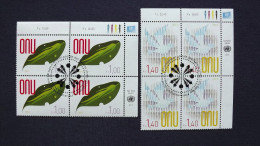 UNO-Genf 807/8 Oo/ESST, Eckrandviererblock ´B´, Dauerserie - Oblitérés