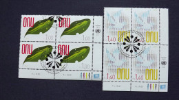 UNO-Genf 807/8 Oo/ESST, Eckrandviererblock ´D´, Dauerserie - Oblitérés