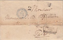 Lettre Suisse CaD Bleu Neuchâtel >> LN.5 Kr. Suisse Par Pontarlier 1835 - ...-1845 Prephilately