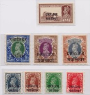 Br India, King George VI, Upto 5 Rupees, Gwalior State Overprint, MLH Cat Value 215 Pounds, Inde Indien - Gwalior