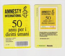 2011 - ITALIA -  TESSERA FILATELICA  AMNESTY INTERNATIONAL 50 ANNI PER I DIRITTI UMANI - Cartes Philatéliques