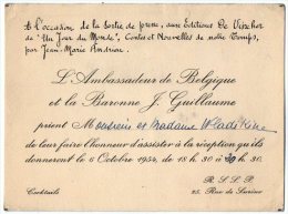 VP2758 - PARIS -  Carte D´invitation  - Mr L´Ambassadeur De Belgique Et La Baronne J GUILLAUME - Autres & Non Classés