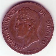 - MONACO - Honoré V Prince De Monaco - 5 Centimes 1837 MC - - 1819-1922 Honoré V, Charles III, Albert I