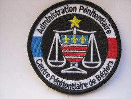 INSIGNE TISSU PATCH ADMINISTRATION PENITENTIAIRE CP DE BEZIERS SUR VELCRO ETAT EXCELLENT - Police & Gendarmerie