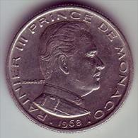 - MONACO - Rainier III Prince De Monaco - 1/2 Franc. 1968 - - 1960-2001 Nieuwe Frank