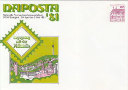 NAPOSTA PHILATELIC EXHIBITION, STUTTGART TOWN, CASTLE, COVER STATIONERY, ENTIER POSTAL, PU75, 1981, GERMANY - Briefomslagen - Ongebruikt