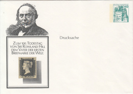 ROWLAND HILL, POSTAL STAMP INVENTOR, CASTLE, COVER STATIONERY, ENTIER POSTAL, PU110, GERMANY - Briefomslagen - Ongebruikt