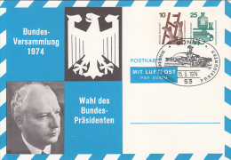 WALTER SCHEEL, PRESIDENT, ALL TIME SAFETY, ACCIDENTS PREVENTION, PC STATIONERY, ENTIER POSTAL, PP79, 1974, GERMANY - Private Postcards - Used