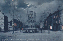 Belgique - Bruxelles La Nuit - Précurseur Avenue De La Reine Et Eglise De Laeken - Bruselas La Noche