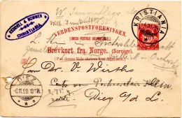 CP De Kristiania (04.11.1899) Pour Diez - Postal Stationery