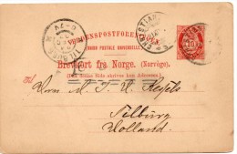 CP De Kristiania (21.11.1897) Pour Tilburg - Postal Stationery