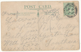 1909 IRONICAL POSTCARD YV&T 106 FROM PORTSMOUTH TO SOUTHSEA !!FOLD-MIDDLE!!! SEE SCAN(S) - Covers & Documents