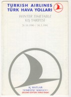 TURQUIE,TURKEI TURKEY TURKISH AIRLINES THY. WINTER TIMETABLE - Horaires