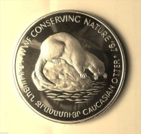 @Y@    ARMENIA 100 DRAM 1997 SILVER PROOF "CAUCASIAN OTTER" WWF - Armenië