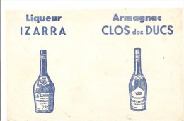 Buvard Liqueur IZARRA Et ARMAGNAC Clos Des Ducs Couleur Bleue - Schnaps & Bier