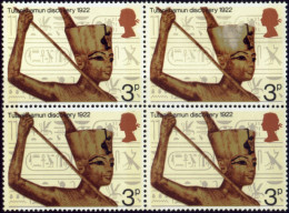 HISTORY-DISCOVERY OF TUTENKHAMUN-BLOCK OF 4-VARIETY-GB-MNH-B3-830 - Egyptology