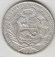 @Y@     Peru - Un Sol 1931  Silver. (item 2893 ) - Perú