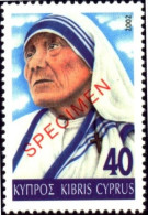 MOTHER TERESA-NOBEL PRIZE LAUREATE-SPECIMEN OVERPRINT-CYPRUS-2002-MNH-B3-835 - Mère Teresa