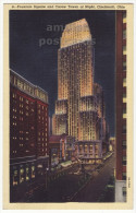 CINCINNATI OHIO FOUNTAIN SQUARE - CAREW TOWER NIGHT VIEW Ca 1946 Vintage Postcard - OH [6045] - Cincinnati