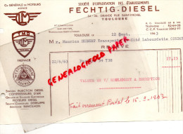 31 - TOULOUSE - FACTURE FECHTIG-DIESEL - 34 GRANDE RUE SAINT MICHEL- 1963 - 1950 - ...