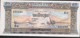 CAMBODIA  P7d  50  RIELS   1956 Signature 12   6 Digit.   VF Task - Cambodge