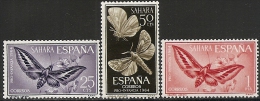 SAHARA-1964-ED. 225 A 227 COMPLETA- PRO INFANCIA. MARIPOSAS -NUEVO SIN FIJASELLOS - Spanische Sahara