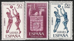 SAHARA-1965-ED. 246 A 248 COMPLETA- DIA DEL SELLO. BALONCESTO Y ESCUDO DE SAHARA-NUEVO SIN FIJASELLOS - Sahara Espagnol