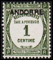 1931. TAXE A PERCEVOIR 1 CENTIME. ANDORRE.  (Michel: P 9) - JF193033 - Ungebraucht