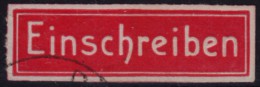 REGISTERED  Vignette Label - USED - Etiquettes 'Recommandé' & 'Valeur Déclarée'