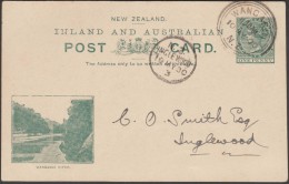 Nouvelle-Zélande 1900. Entier Postal, Wanganui River, Fleuve Whanganui, Entre Montagnes & Volcans. Oblitération Wanganui - Volcans