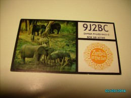 QSL RADIO CARD , ZAMBIA  POLICE RADIO , ELEPHANT , O - Sambia